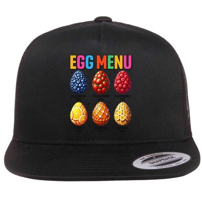 Egg Menu Fruit-Flavored Eggs Funny Easter Day Hunt Eggs Flat Bill Trucker Hat