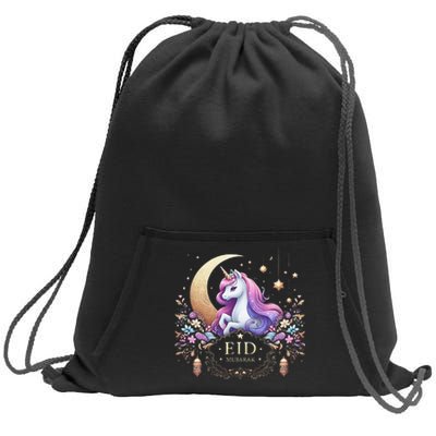 Eid Mubarak For K.Ids Mom Girl Eid Mubarak Unicorn Cute Gift Sweatshirt Cinch Pack Bag