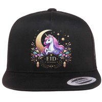 Eid Mubarak For K.Ids Mom Girl Eid Mubarak Unicorn Cute Gift Flat Bill Trucker Hat