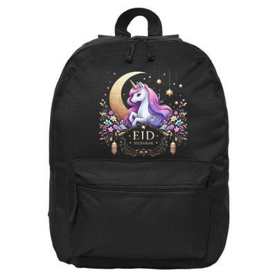 Eid Mubarak For K.Ids Mom Girl Eid Mubarak Unicorn Cute Gift 16 in Basic Backpack