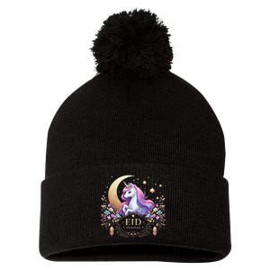 Eid Mubarak For K.Ids Mom Girl Eid Mubarak Unicorn Cute Gift Pom Pom 12in Knit Beanie