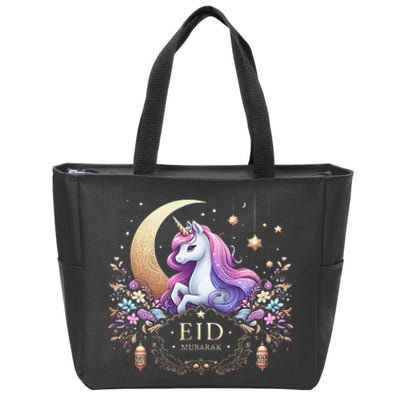 Eid Mubarak For K.Ids Mom Girl Eid Mubarak Unicorn Cute Gift Zip Tote Bag