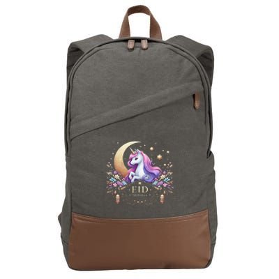 Eid Mubarak For K.Ids Mom Girl Eid Mubarak Unicorn Cute Gift Cotton Canvas Backpack