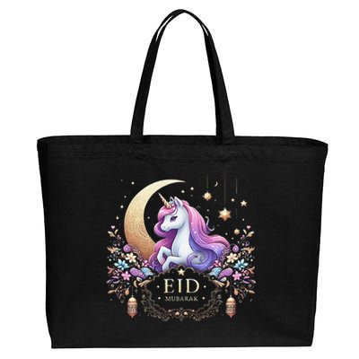 Eid Mubarak For K.Ids Mom Girl Eid Mubarak Unicorn Cute Gift Cotton Canvas Jumbo Tote