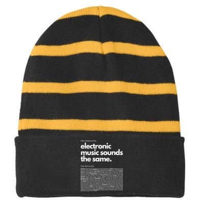 Electronic Music Genre Funny Techno Active Striped Beanie with Solid Band