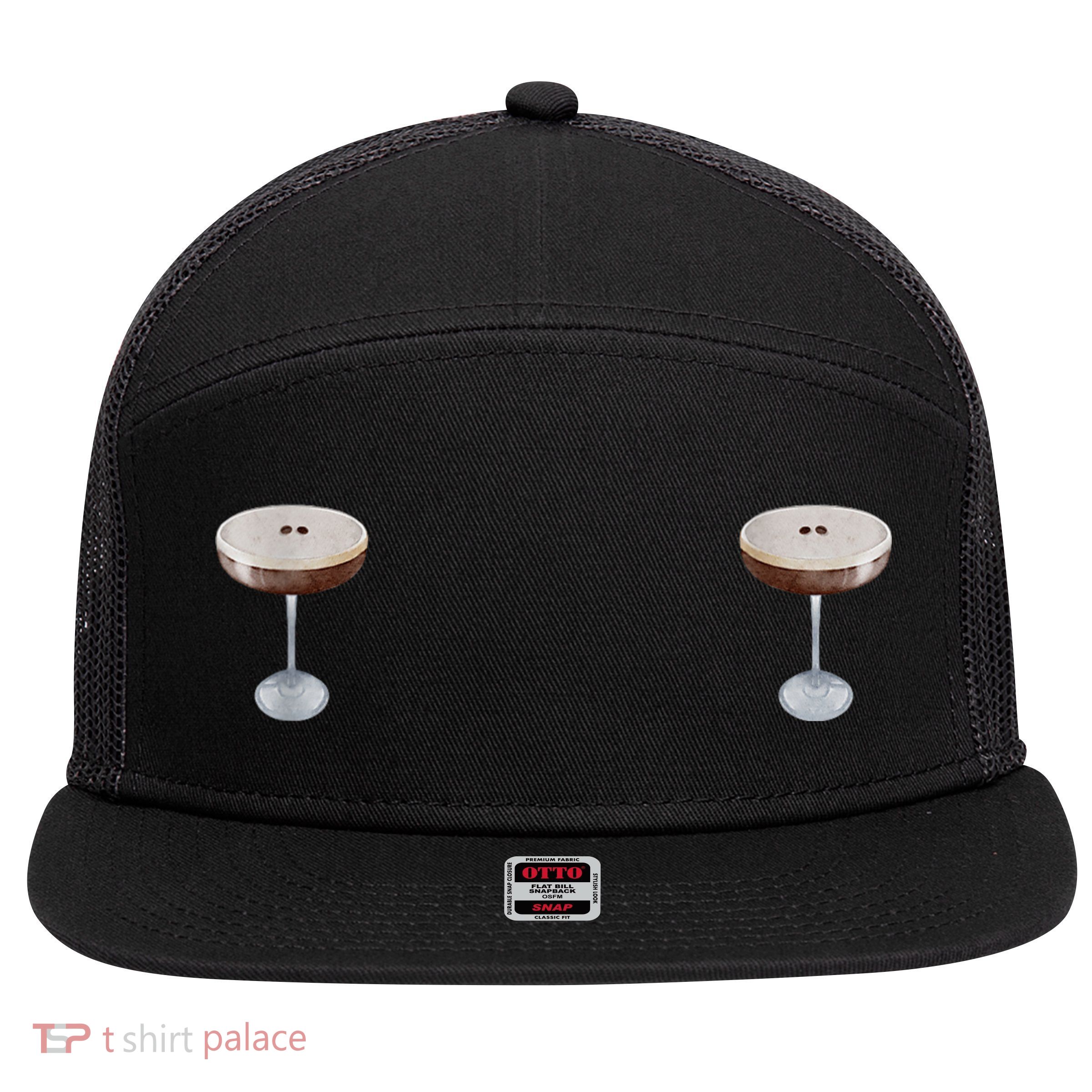 Espresso Martini Graphic 7 Panel Mesh Trucker Snapback Hat