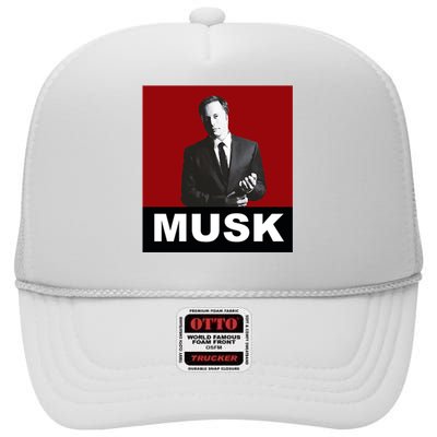 Elon Musk Gift High Crown Mesh Back Trucker Hat