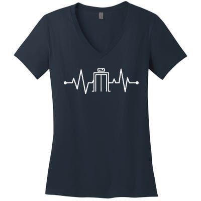 Elevator Mechanic Heartbeat Elevator Repair Women's V-Neck T-Shirt