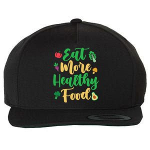 Eat More Healthy Food For Vegan Vegetable Vegetarian Gift Wool Snapback Cap