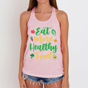 Eat More Healthy Food For Vegan Vegetable Vegetarian Gift Women's Knotted Racerback Tank