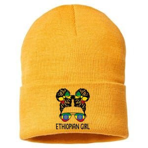 Ethiopian Messy Hair Ethiopia Pride Patriotic Sustainable Knit Beanie