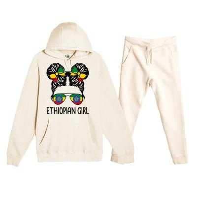 Ethiopian Messy Hair Ethiopia Pride Patriotic Premium Hooded Sweatsuit Set