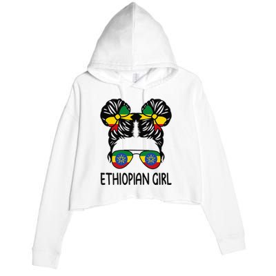 Ethiopian Messy Hair Ethiopia Pride Patriotic Crop Fleece Hoodie