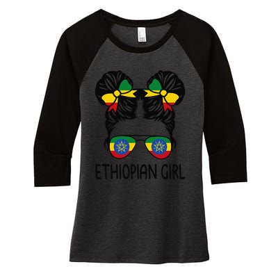 Ethiopian Messy Hair Ethiopia Pride Patriotic Women's Tri-Blend 3/4-Sleeve Raglan Shirt