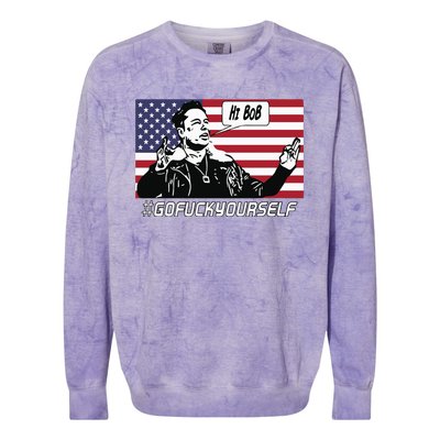 Elon Musk Hi Bob Gofuckyourself Usa Flag Colorblast Crewneck Sweatshirt