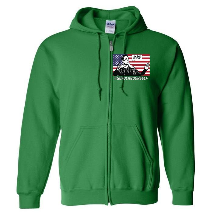 Elon Musk Hi Bob Gofuckyourself Usa Flag Full Zip Hoodie