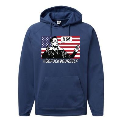 Elon Musk Hi Bob Gofuckyourself Usa Flag Performance Fleece Hoodie