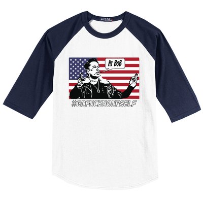 Elon Musk Hi Bob Gofuckyourself Usa Flag Baseball Sleeve Shirt