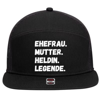 Ehefrau Mutter Heldin Legende 7 Panel Mesh Trucker Snapback Hat