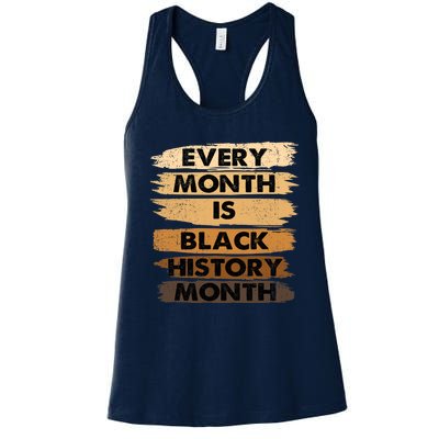 Every Month Is Black History Month BLM Melanin African Pride Women's Racerback Tank