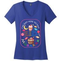 Eid Mubarak Im Just Here Say Eid Mubarak Ramadan Kareem Eid Gift Women's V-Neck T-Shirt