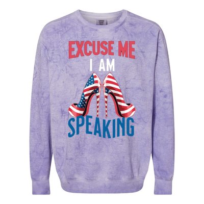 Excuse Me IM Speaking Kamala Harris Funny I Am Speak Gift Colorblast Crewneck Sweatshirt