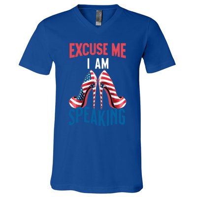 Excuse Me IM Speaking Kamala Harris Funny I Am Speak Gift V-Neck T-Shirt