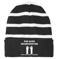 End Mass Incarceration Stop For Profit Prisons Striped Beanie with Solid Band