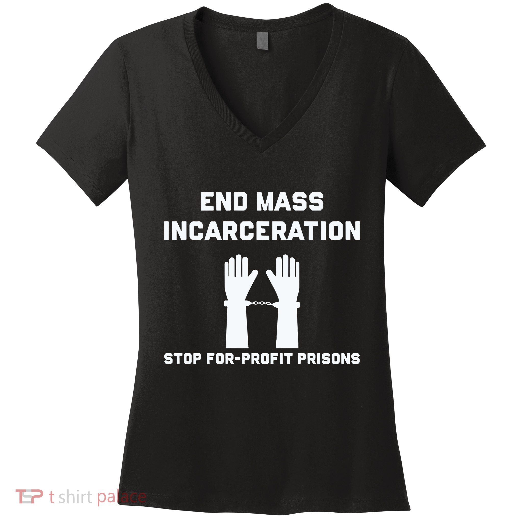 End Mass Incarceration Stop For Profit Prisons Women's V-Neck T-Shirt