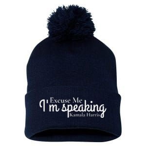 Excuse Me IM Speaking Kamala Harris Pom Pom 12in Knit Beanie