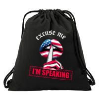 Excuse Me I'm Speaking Funny Kamala Harris  Drawstring Bag