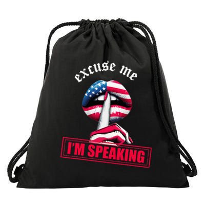 Excuse Me I'm Speaking Funny Kamala Harris  Drawstring Bag