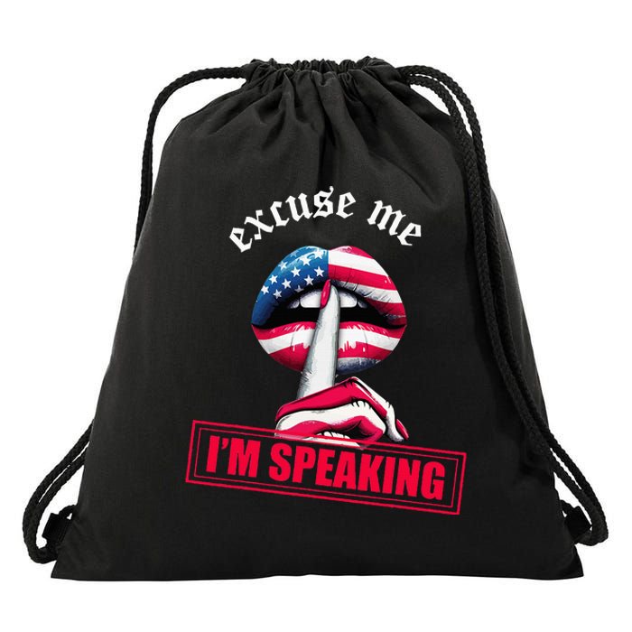 Excuse Me I'm Speaking Funny Kamala Harris  Drawstring Bag