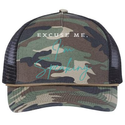 Excuse Me IM Speaking Funny Kamala Harris Joe Biden Trump Gift Retro Rope Trucker Hat Cap