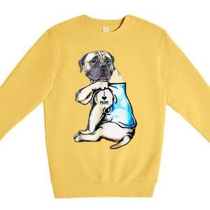 English Mastiff I Love Mom Funny English Mastiff Tattooed Premium Crewneck Sweatshirt