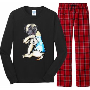 English Mastiff I Love Mom Funny English Mastiff Tattooed Long Sleeve Pajama Set