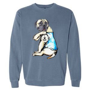 English Mastiff I Love Mom Funny English Mastiff Tattooed Garment-Dyed Sweatshirt