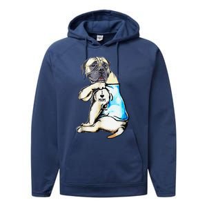 English Mastiff I Love Mom Funny English Mastiff Tattooed Performance Fleece Hoodie