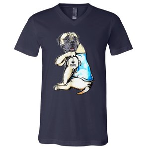 English Mastiff I Love Mom Funny English Mastiff Tattooed V-Neck T-Shirt