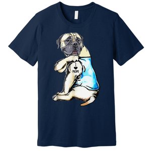 English Mastiff I Love Mom Funny English Mastiff Tattooed Premium T-Shirt