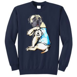 English Mastiff I Love Mom Funny English Mastiff Tattooed Tall Sweatshirt