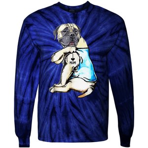 English Mastiff I Love Mom Funny English Mastiff Tattooed Tie-Dye Long Sleeve Shirt