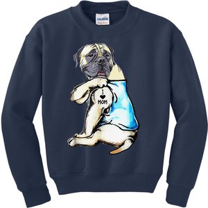 English Mastiff I Love Mom Funny English Mastiff Tattooed Kids Sweatshirt