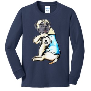 English Mastiff I Love Mom Funny English Mastiff Tattooed Kids Long Sleeve Shirt