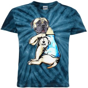 English Mastiff I Love Mom Funny English Mastiff Tattooed Kids Tie-Dye T-Shirt