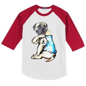 English Mastiff I Love Mom Funny English Mastiff Tattooed Kids Colorblock Raglan Jersey