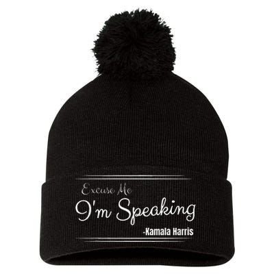 Excuse Me IM Speaking Funny Kamala Harris Joe Biden Trump Pom Pom 12in Knit Beanie