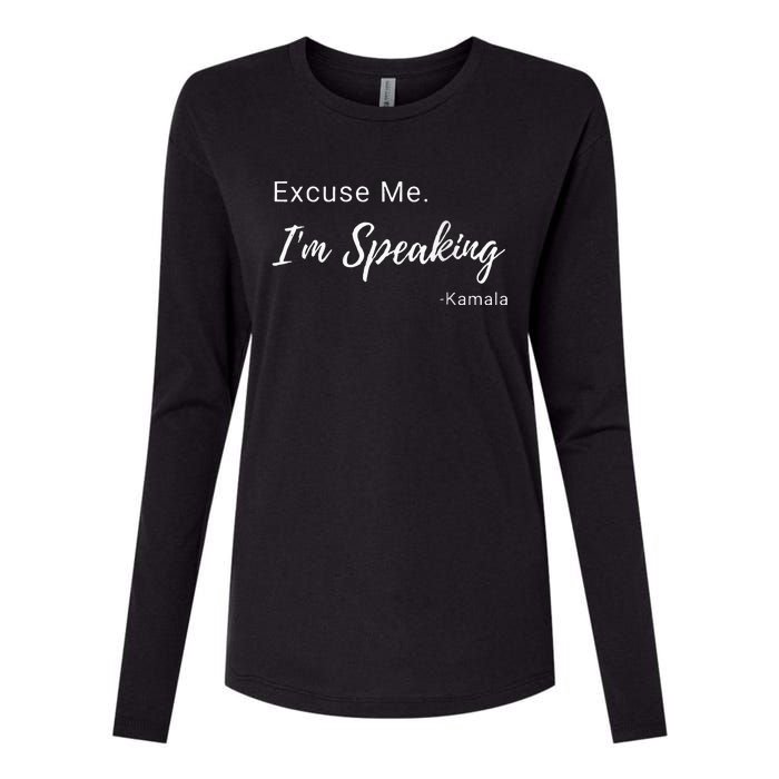 Excuse Me IM Speaking Kamala Harris Vp Funny Comedy Raglan Baseball Womens Cotton Relaxed Long Sleeve T-Shirt