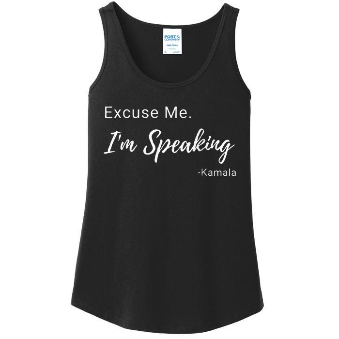 Excuse Me IM Speaking Kamala Harris Vp Funny Comedy Raglan Baseball Ladies Essential Tank