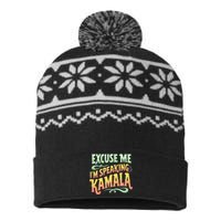 Exuse Me IM Speaking Madam President 2024 Kamala Harris USA-Made Snowflake Beanie